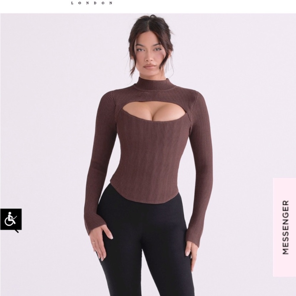 HOUSE OF CB SMALL (SM) GEORGINA COCOA KNITTED CORSET